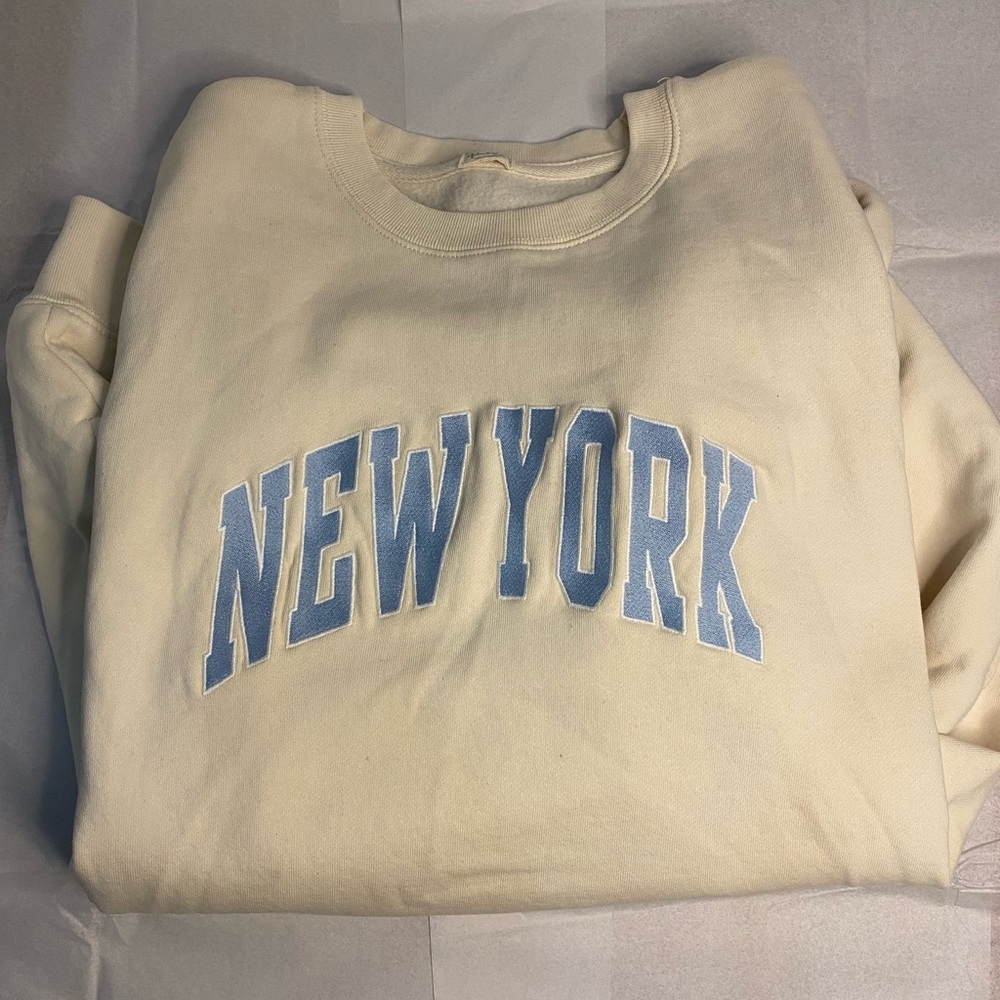 John Galt White New York Crew Neck Sweatshirt